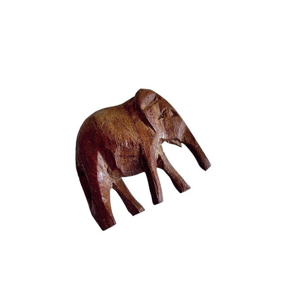 Wooden Brown Elephant Brooch Pin 1.5" Figural - Picture 2 of 5